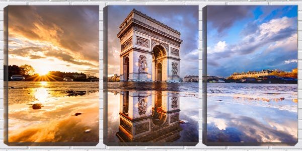 Quadro canvas 68x126 reflexo do arco do triunfo paris - 1