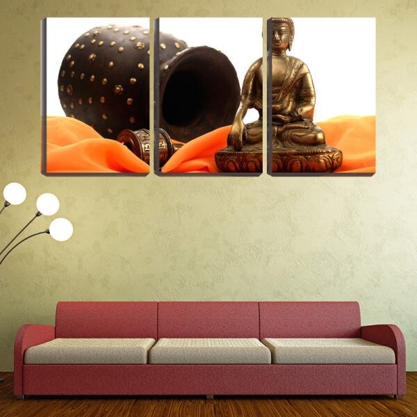 Quadro canvas 68x126 buda de bronze perto do vaso - 2