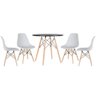 KIT - Mesa redonda Eames 80 cm preto + 4 cadeiras Eiffel DSW Cinza claro - 1