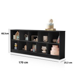 Estante Montessori Duplo Preto Multifuncional com 10 Nichos - 2