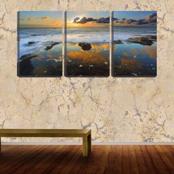 Quadro canvas 68x126 sol entre nuvens no mar - 2