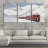 Quadro canvas 68x126 trem cortando a neve branca - 2