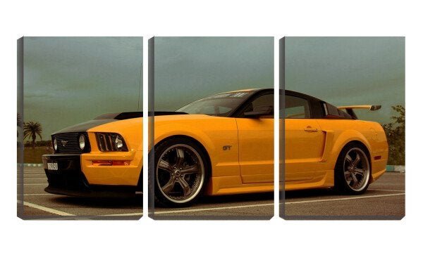 Quadro canvas 68x126 carro esportivo amarelo - 1