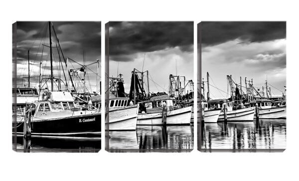 Quadro canvas 68x126 barcos de pesca ancorados pb - 1