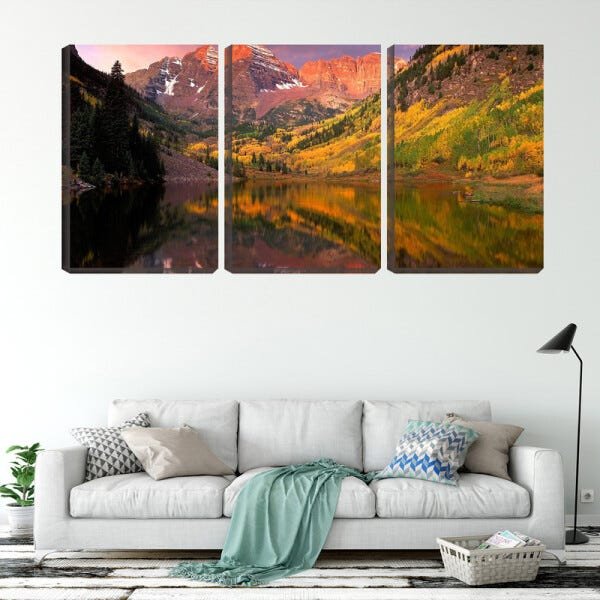 Quadro canvas 68x126 lago sobre campo de pinheiro - 2