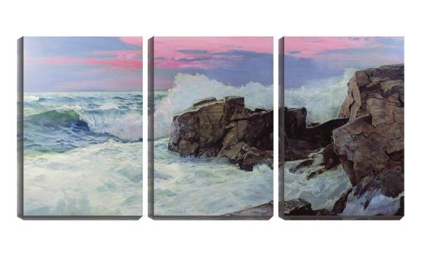 Quadro canvas 68x126 onda quebra nas pedras arte - 1