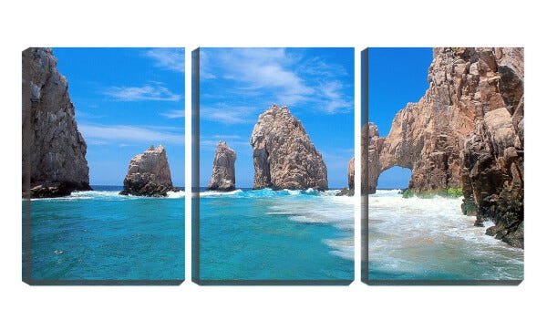 Quadro canvas 68x126 rochas furadas na praia - 1