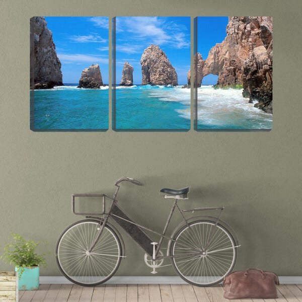 Quadro canvas 68x126 rochas furadas na praia - 2