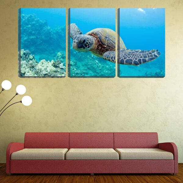 Quadro canvas 68x126 tartaruga no fundo do mar - 2