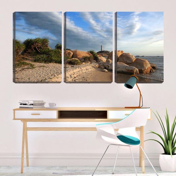 Quadro canvas 68x126 pedras na beira da praia - 2