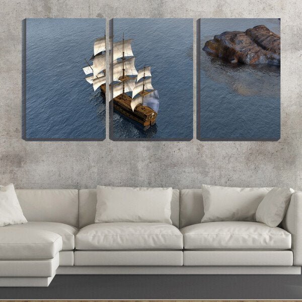 Quadro canvas 68x126 grande caravela vista de cima - 2