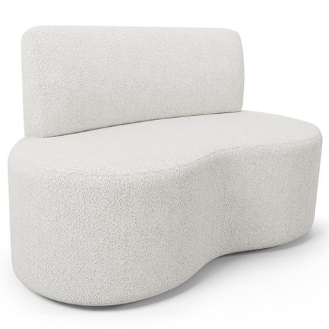 Sofá 2 Lugares 140cm Orgânico para Sala de Estar Living Larissa L02 Bouclê Branco - Lyam Decor