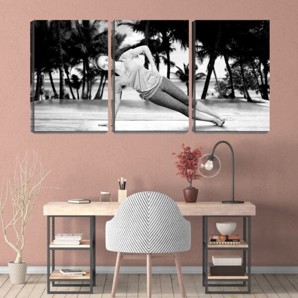 Quadro canvas 68x126 posição de ioga pb - 2