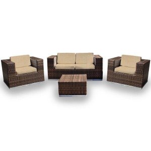 Conjunto Bora Bora 1 Sofá 2 Lugares 2 Poltronas 1 Mesa de Centro - Duna Deserto