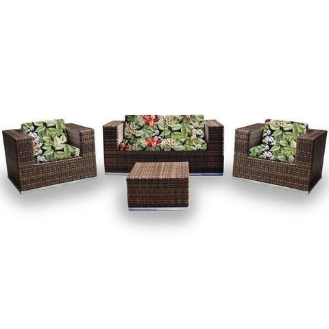 Conjunto Bora Bora 1 Sofá 2 Lugares 2 Poltronas 1 Mesa de Centro - Saquarema