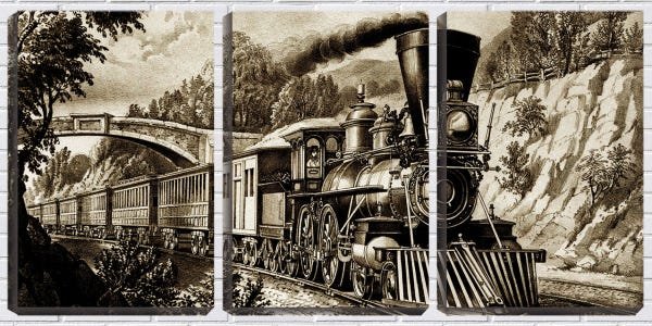 Quadro canvas 68x126 arte maria fumaça nos trilhos - 1