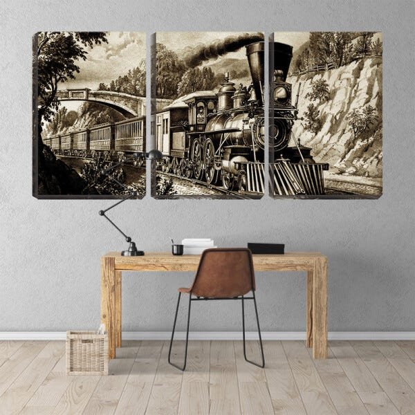 Quadro canvas 68x126 arte maria fumaça nos trilhos - 2