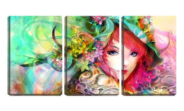 Quadro canvas 68x126 flores da menina arte digital - 1