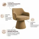 Ver imagem 3 de Cadeira de Jantar e Estar Living Jade Giratória Bouclé Camel - Nexta Casa