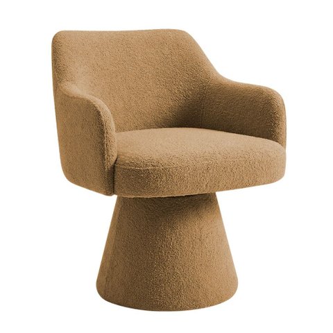Cadeira de Jantar e Estar Living Jade Giratória Bouclé Camel - Nexta Casa