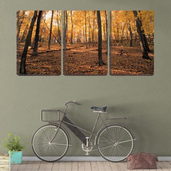 Quadro canvas 68x126 folhas secas na floresta - 2
