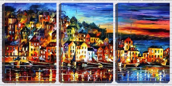 Quadro canvas 68x126 vilarejo de pescadores arte - 1