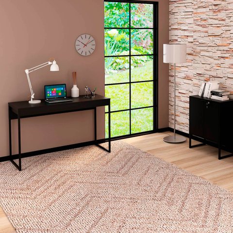 Conjunto Escritório Com Mesa 1 Gaveta e 2 Armários Com Chave Cor: Preto