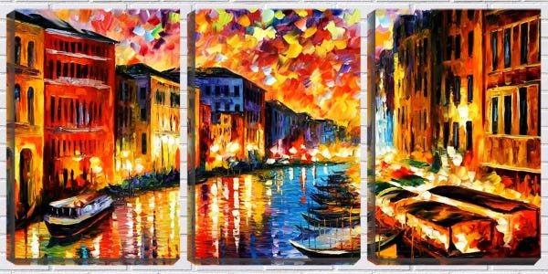 Quadro canvas 68x126 barcos no canal de Veneza arte - 1