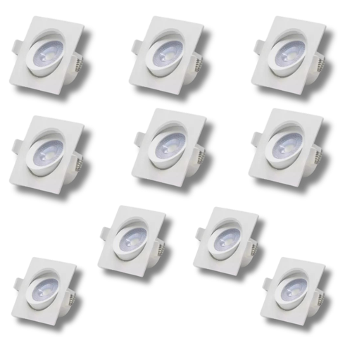 Kit 10 Spot de Led 5w Branco Quente 3000k Quadrado Direcionável Bivolt 110v/220v Embutir