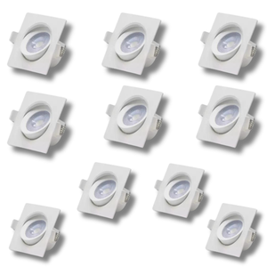 Kit 10 Spot de Led 5w Branco Quente 3000k Quadrado Direcionável Bivolt 110v/220v Embutir