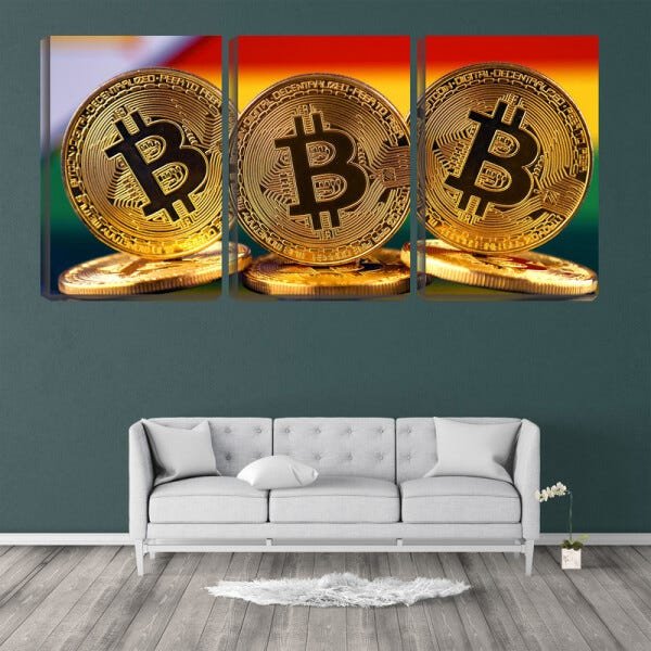 Quadro canvas 68x126 moedas de bitcoin digital - 2
