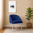 Ver imagem 1 de Banqueta Poltrona Lua Penteadeira e Salão com Base Metálica Prata:azul Marinho