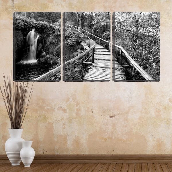 Quadro canvas 68x126 pequena cachoeira na mata - 2