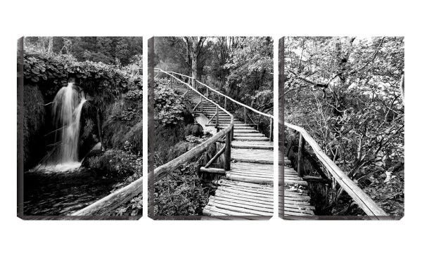 Quadro canvas 68x126 pequena cachoeira na mata - 1
