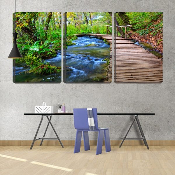 Quadro canvas 68x126 passagem de madeira no riacho - 2
