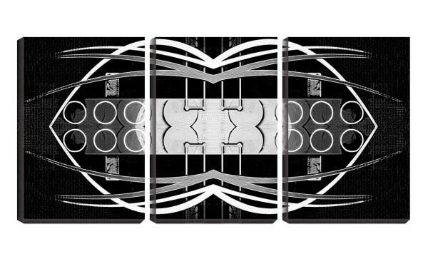 Quadro canvas 68x126 linhas no fundo negro abstrato - 2
