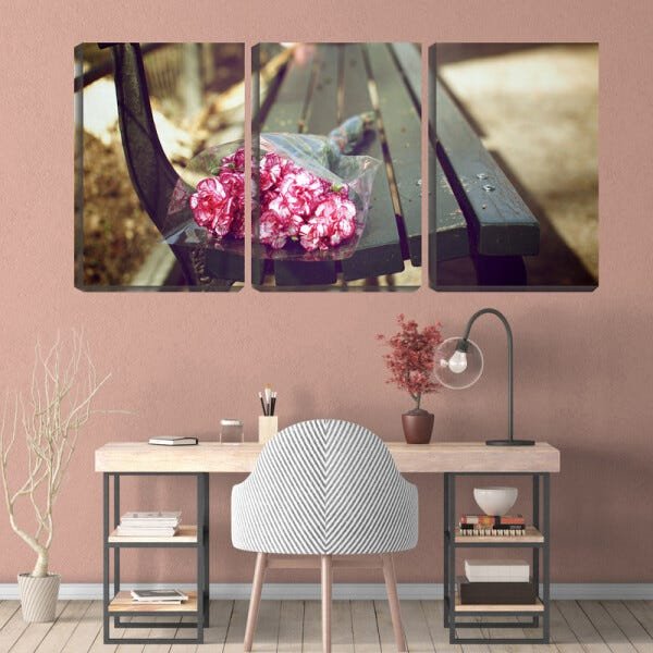 Quadro canvas 68x126 feixe de flores no banco - 2