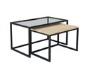 Ver imagem 2 de Conjunto Mesa de Centro Industrial 65cm e 60cm Preto Duo Vidro e Madeira Don Castro Decor Pinus