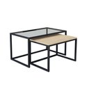 Ver imagem 2 de Conjunto Mesa de Centro Industrial 65cm e 60cm Preto Duo Vidro e Madeira Don Castro Decor Pinus