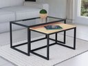 Ver imagem 1 de Conjunto Mesa de Centro Industrial 65cm e 60cm Preto Duo Vidro e Madeira Don Castro Decor Pinus