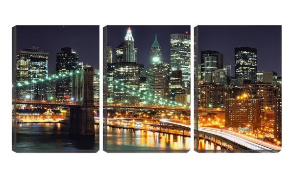 Quadro canvas 68x126 ponte antiga iluminada na cidade - 1