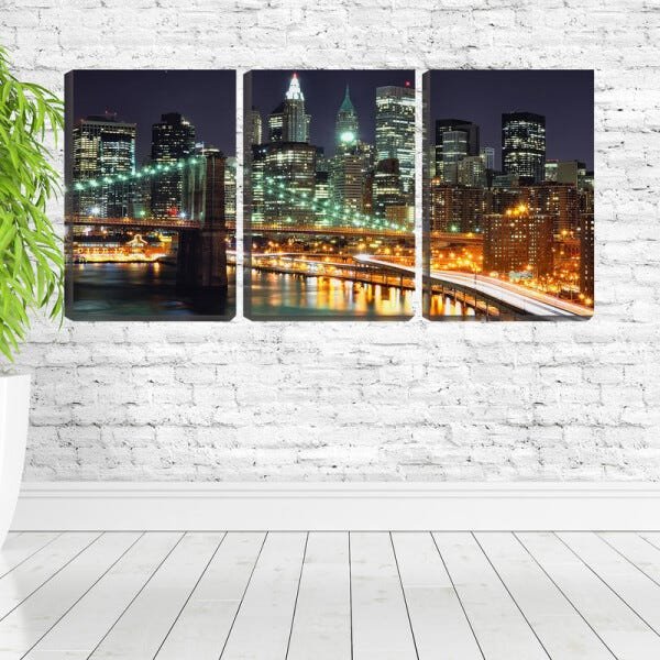 Quadro canvas 68x126 ponte antiga iluminada na cidade - 2