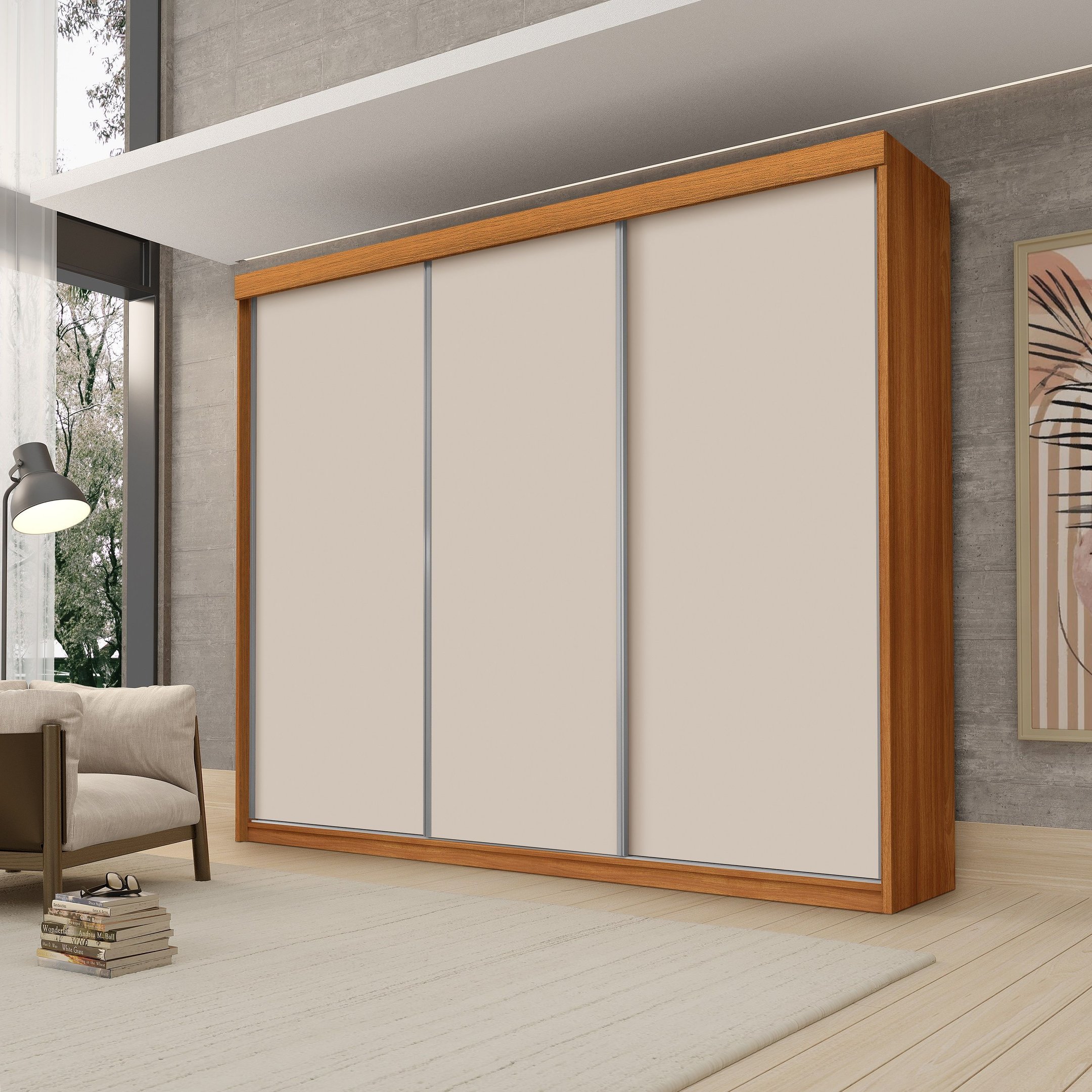 Guarda Roupa Casal Luxo Florença 100% Mdf C/ 3 Portas de Correr 5 ...