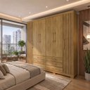 Ver imagem 1 de Guarda Roupa Casal 6 Portas 6 Gavetas Roupeiro Grande Nature Brisa