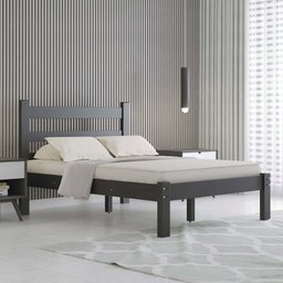 Cama Casal em Madeira Maciça Reforçado Rubi Nemargi:preto - 1