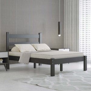 Cama Casal em Madeira Maciça Reforçado Rubi Nemargi:preto