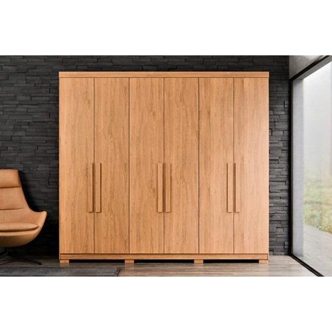 Guarda Roupa Monarca Casal Grande 6 Portas 100% MDF Reforçado Freijo