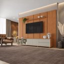 Ver imagem 1 de Conjunto Painel Dominus + Rack Premium Painel 279 cm Rack Off White/Naturalle sem Extensão Mavaular
