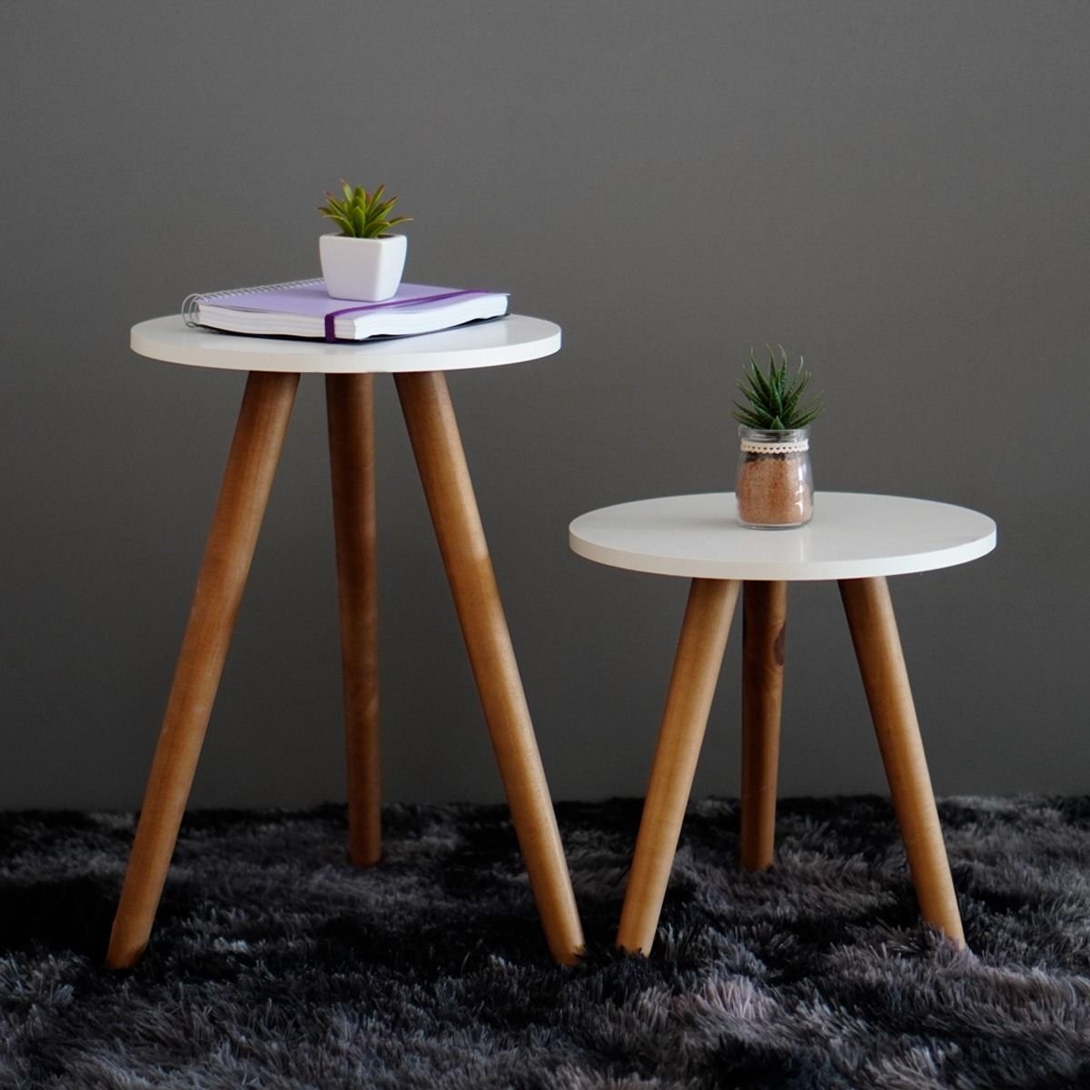 Kit 2 Mesas Canto e Apoio 45x40 45x50 Mdf