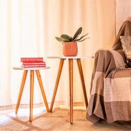 Kit 2 Mesas Canto e Apoio 45x40 45x50 Mdf - 18